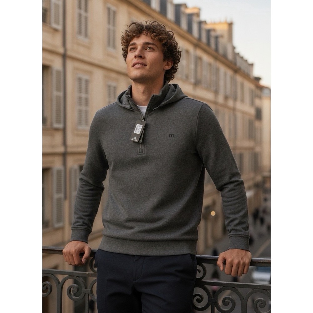 NEW Travis Mathew Pullover VALIANT 1/4 Zip Mock Neck GRAY 2XL